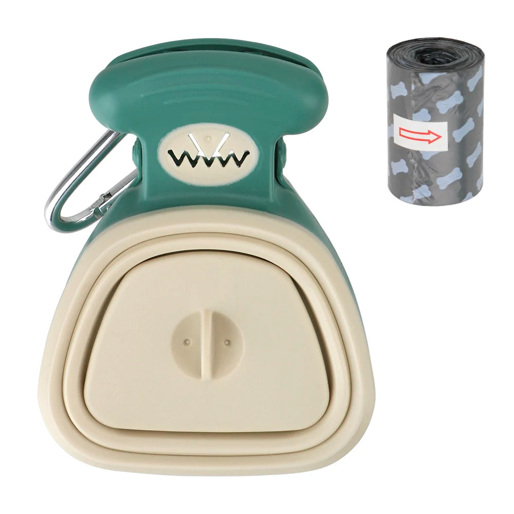 ABS Poop Scoop Portable with 1 Roll Decomposable Bags Dog Pet Travel Foldable Pooper Scooper Poop Trash Bag Storage Box