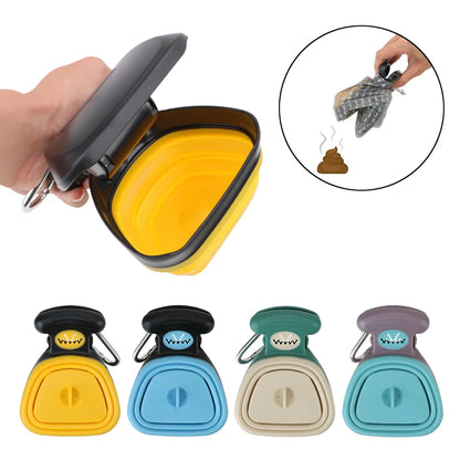 ABS Poop Scoop Portable with 1 Roll Decomposable Bags Dog Pet Travel Foldable Pooper Scooper Poop Trash Bag Storage Box