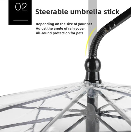 2023 New Pet Umbrella Leash Rainproof Snowproof Dog Umbrella Leash for Small Dogs Steerable Adjustable Doggy Outdoor Umbrella