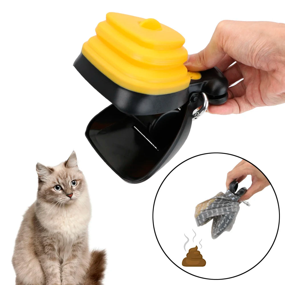 ABS Poop Scoop Portable with 1 Roll Decomposable Bags Dog Pet Travel Foldable Pooper Scooper Poop Trash Bag Storage Box