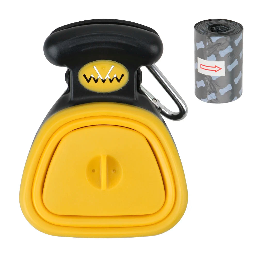 ABS Poop Scoop Portable with 1 Roll Decomposable Bags Dog Pet Travel Foldable Pooper Scooper Poop Trash Bag Storage Box