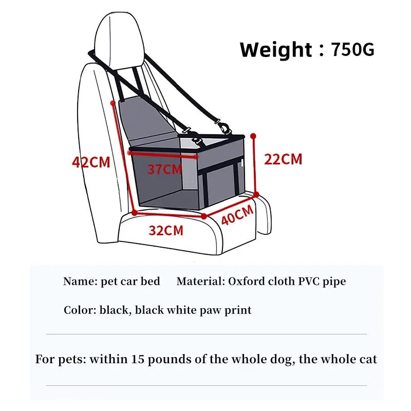 Pet Car Bed Carrier Safety Seat Bag Waterproof Basket Folding Hammock Carriers Bag for Cat Dogs Safety Travelling Mesh Bags Pad