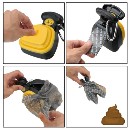 ABS Poop Scoop Portable with 1 Roll Decomposable Bags Dog Pet Travel Foldable Pooper Scooper Poop Trash Bag Storage Box