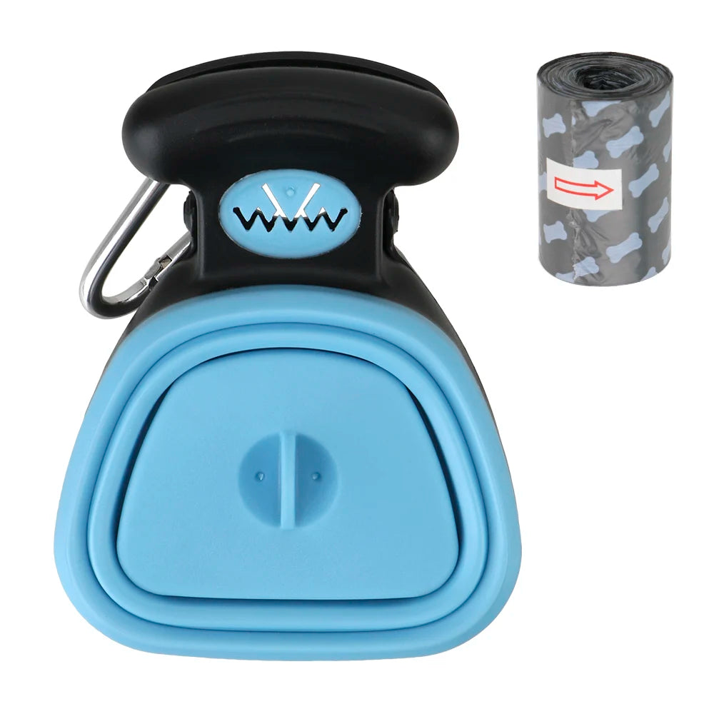 ABS Poop Scoop Portable with 1 Roll Decomposable Bags Dog Pet Travel Foldable Pooper Scooper Poop Trash Bag Storage Box